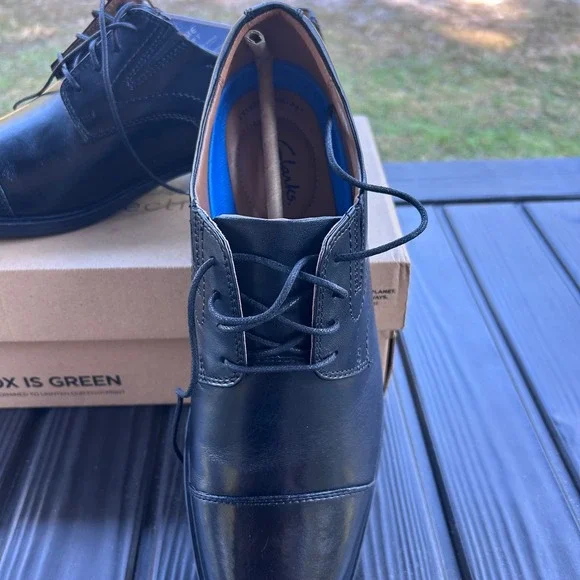 Clarks Collection Whiddon Cap Black Leather Dress Shoes Men 11M Oxford US New - Picture 9 of 9